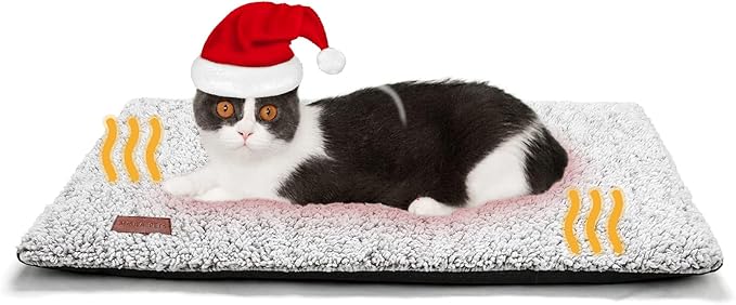 Self Warming Cat Bed Self Heating Cat Dog Mat 24 x 18 inch Extra Warm Thermal Pet Pad for Indoor Outdoor Pets with Removable Cover Non-Slip Bottom Washable Non Electric